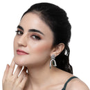 Rhodium-Plated Green American Diamond studded Quirky Handcrafted Drop Earrings