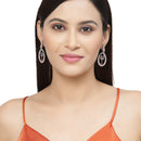 Rose Gold-Plated Gunmetal Toned Purple American Diamond studded Oval Shaped Drop Earrings