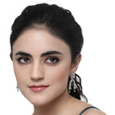 Rhodium-Plated Green American Diamond studded Quirky Handcrafted Drop Earrings