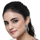 Rhodium-Plated Sea Green American Diamond studded Quirky Handcrafted Drop Earrings