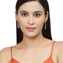 Rose Gold-Plated Gunmetal Toned Pink American Diamond studded Classic Contemporary Drop Earrings