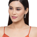 Rose Gold-Plated Gunmetal Toned White American Diamond studded Classic Contemporary Drop Earrings