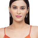 Rose Gold-Plated Gunmetal Toned Pink American Diamond studded Oval & Quirky Shaped Drop Earrings