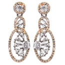 Rose Gold-Plated Gunmetal Toned White American Diamond studded Oval & Quirky Shaped Drop Earrings