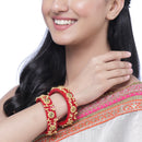 Set Of 2 Gold-Plated Champagne Pearls Handcrafted Non Allergic Bangles