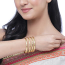 Set Of 4 Gold-Plated Flower Shaped Textured Handcarfted Classic Bangles