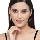 Rhodium-Plated Red American Diamond studded Classic Drop Earrings