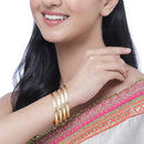 Set Of 4 Gold-Plated Flower Shaped Textured Handcarfted Classic Bangles