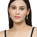 Rhodium-Plated Pink American Diamond studded Classic Contemporary Drop Earrings