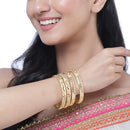 Set Of 4 Gold-Plated Classic Paisley Shaped Textured Handcrafted Bangles