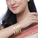 Set Of 4 Gold-Plated Floral Vine Textured Handcarfted Classic Bangles