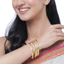 Set Of 4 Gold-Plated Floral Vine Textured Handcarfted Classic Bangles
