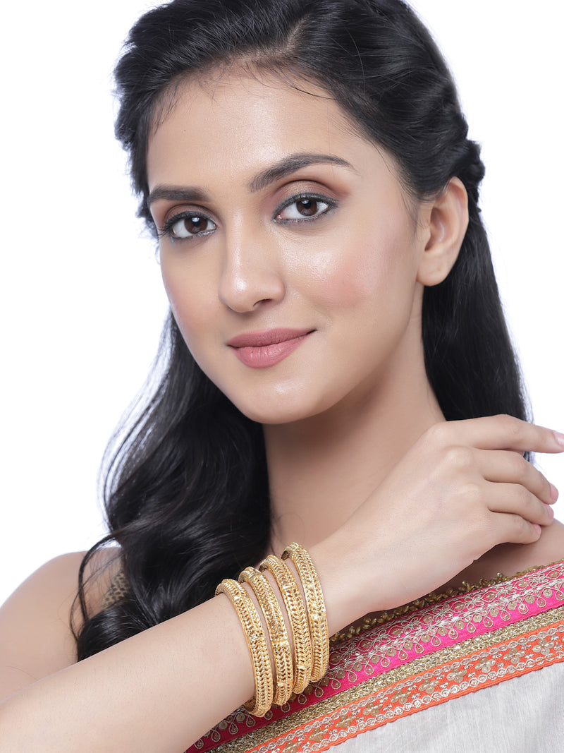 Gold Plated Brass Kada Bangle Set