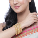 Set Of 4 Gold-Plated Classic Traditional Textured Handcrafted Bangles