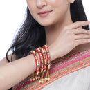 Set Of 4 Gold-Plated Champagne Pearl Tassel Handcrafted Non Allergic Bangles