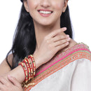 Set Of 4 Gold-Plated Champagne Pearl Tassel Handcrafted Non Allergic Bangles