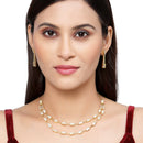 Gold-Plated White American Diamond Studded Charismatic Necklace with Earrings Jewellery Set