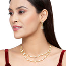 Gold-Plated White American Diamond Studded Charismatic Necklace with Earrings Jewellery Set