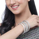 Set Of 4 Oxidised Silver-Plated Paisley Engraved Handcrafted Bangles