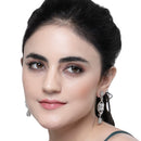 Rhodium-Plated White American Diamond studded Square Shaped Handcrafted Drop Earrings