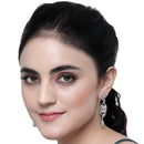 Rhodium-Plated White American Diamond studded Square Shaped Handcrafted Drop Earrings
