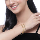 Gold-Plated Heart Shaped Engraved Bangle  Bracelets (Set Of 2)