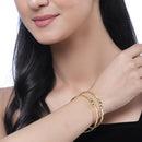 Gold-Plated Heart Shaped Engraved Bangle  Bracelets (Set Of 2)