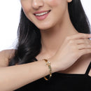 Gold-Plated Oval Shaped White & Red Cubic Zirconia Stone studded Knot Bracelet