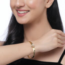 Gold-Plated Oval Shaped White & Red Cubic Zirconia Stone studded Knot Bracelet