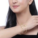 Gold-Plated Heart Shaped White American Diamond studded Bangle Bracelets (Set Of 2)