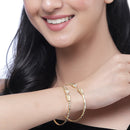 Gold-Plated Heart Shaped White American Diamond studded Bangle Bracelets (Set Of 2)