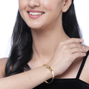 Gold Plated Minimal Design Drop CZ Studded Cuff Bracelet Set Of 2