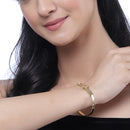 Gold Plated Minimal Design Drop CZ Studded Cuff Bracelet Set Of 2