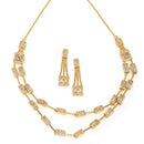 Gold-Plated White American Diamond Studded Charismatic Necklace with Earrings Jewellery Set