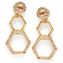 Gold-Plated White American Diamond Studded Hexagon Shaped Necklace with Earrings Jewellery Set