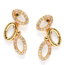 Gold-Plated White American Diamond Studded Oval Shaped Necklace with Earrings Jewellery Set