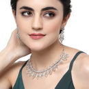 Rhodium-Plated White American Diamond Studded Tempted Necklace & Earrings Jewellery Set