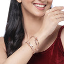 Rose Gold-Plated  Peacock White Cubic Zirconia Stone studded Bracelets (Set Of 2)