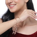 Rose Gold-Plated  Peacock White Cubic Zirconia Stone studded Bracelets (Set Of 2)