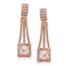 Rose Gold-Plated White American Diamond Studded Charismatic Necklace with Earrings Jewellery Set