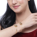 Gold-Plated Round Shaped White Stone studded Bangle Bracelet (Set Of 2)