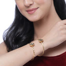 Gold-Plated Round Shaped White Stone studded Bangle Bracelet (Set Of 2)