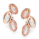 Rose Gold-Plated White American Diamond Studded Oval Shaped Necklace with Earrings Jewellery Set
