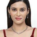 Rose Gold-Plated Gunmetal Toned White American Diamonds Studded Spheroid Necklace & Earrings Jewellery Set