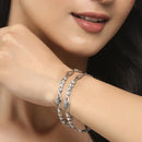 Oxidised Silver-Plated White American Diamond studded Temple Coin Bangles Jewellery Set (Set Of 2)