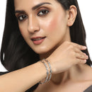 Oxidised Silver-Plated White American Diamond studded Temple Coin Bangles Jewellery Set (Set Of 2)