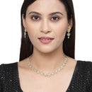 Rhodium-Plated Yellow American Diamonds Studded Floral Necklace & Earrings Jewellery Set