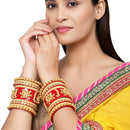 Gold Plated Traditional Set of 18 Red Bridal Chuda Bangle Set