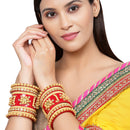 Gold Plated Traditional Set of 18 Red Bridal Chuda Bangle Set