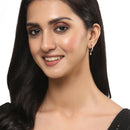 Rose Gold-Plated Gunmetal Toned White American Diamond studded Teardrop Shaped Hoop Earrings (Combo Of 6)